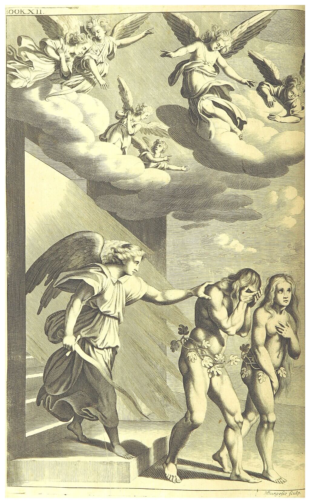 Image extracted from page 362 of The Poetical Works of John Milton. Containing Paradise Lost. Paradise Regained. Samson Agonistes, and his Poems on several occasions, by Milton, John, Michael Burghers (1695).